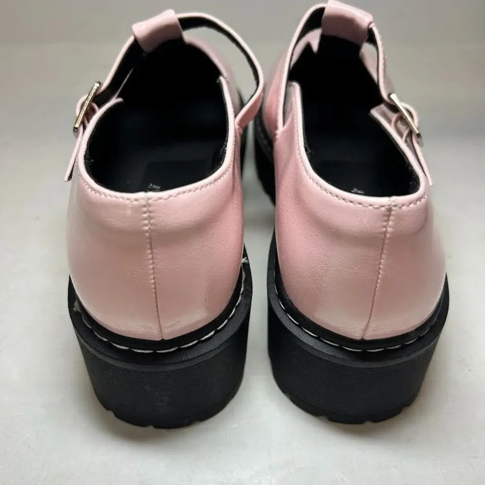 Wild Pair Womens 9.5 M Pink Patent Amalie Mary Jane Buckle Platforms NIB IY0